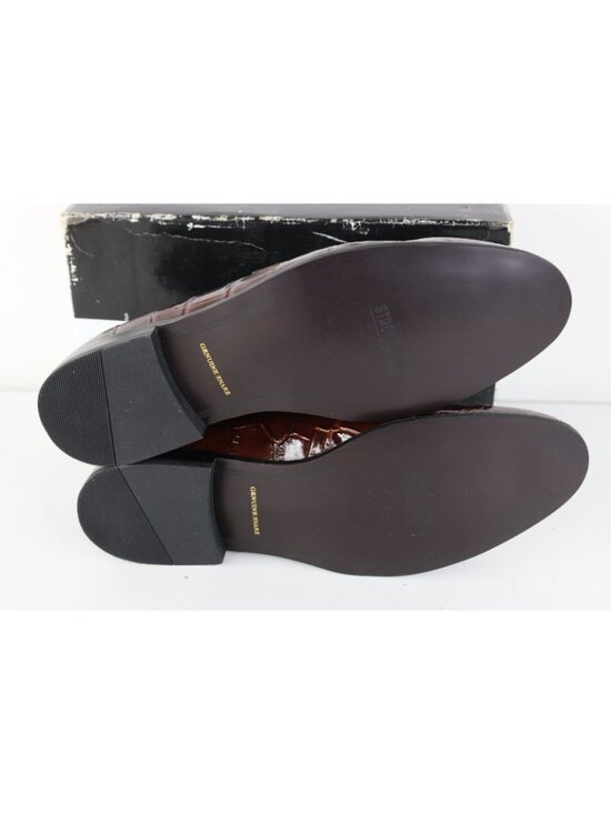 Deadstock Vintage Streetwear Mens 11.5 M Genuine Snakeskin Loafers Shoes Brown main image 7